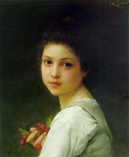 Charles-Amable Lenoir Portrait of a young girl with cherries China oil painting art